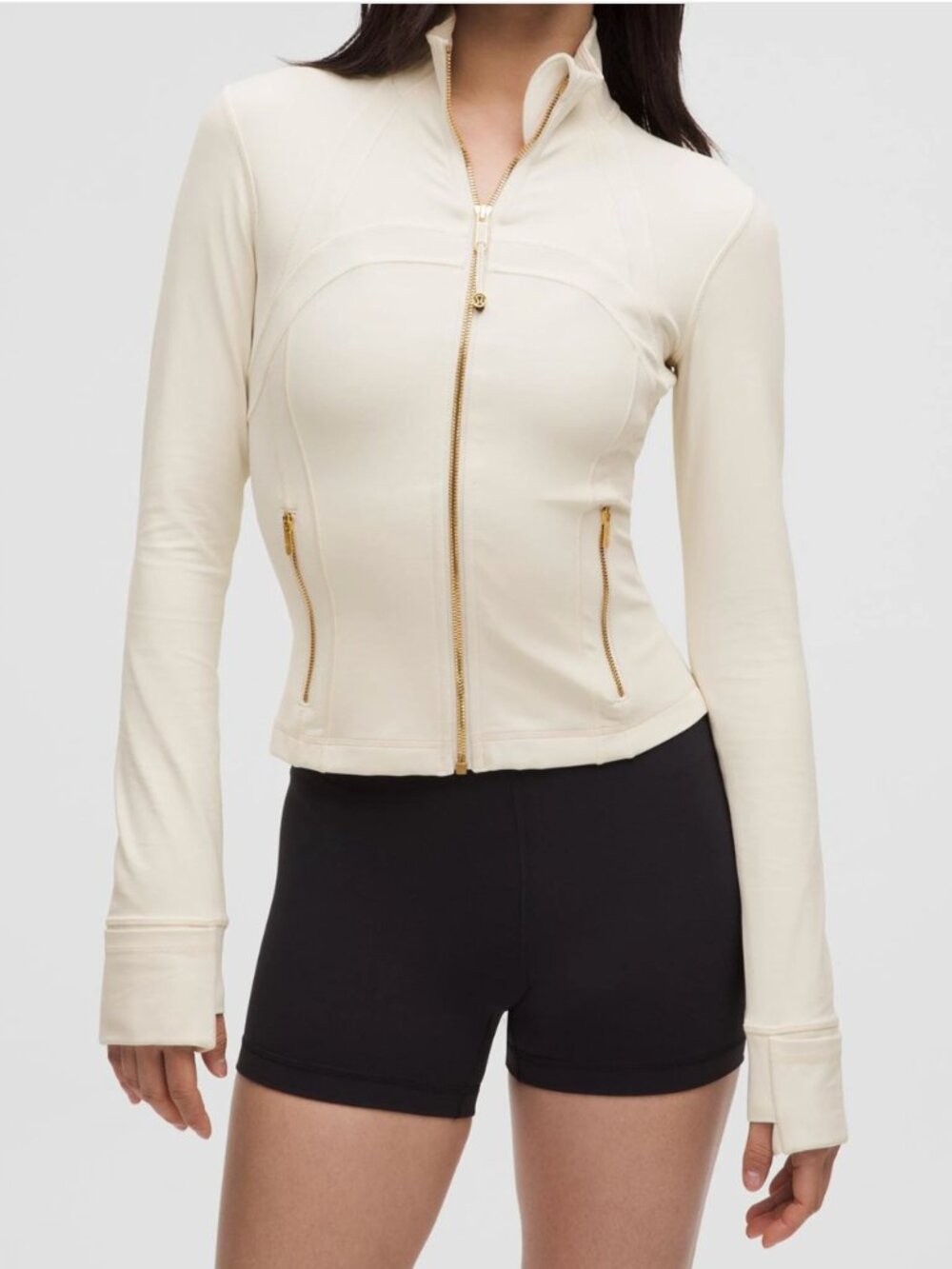 Lululemon Define Cropped Jacket Nulu - Light Ivory/Gold - Size 10